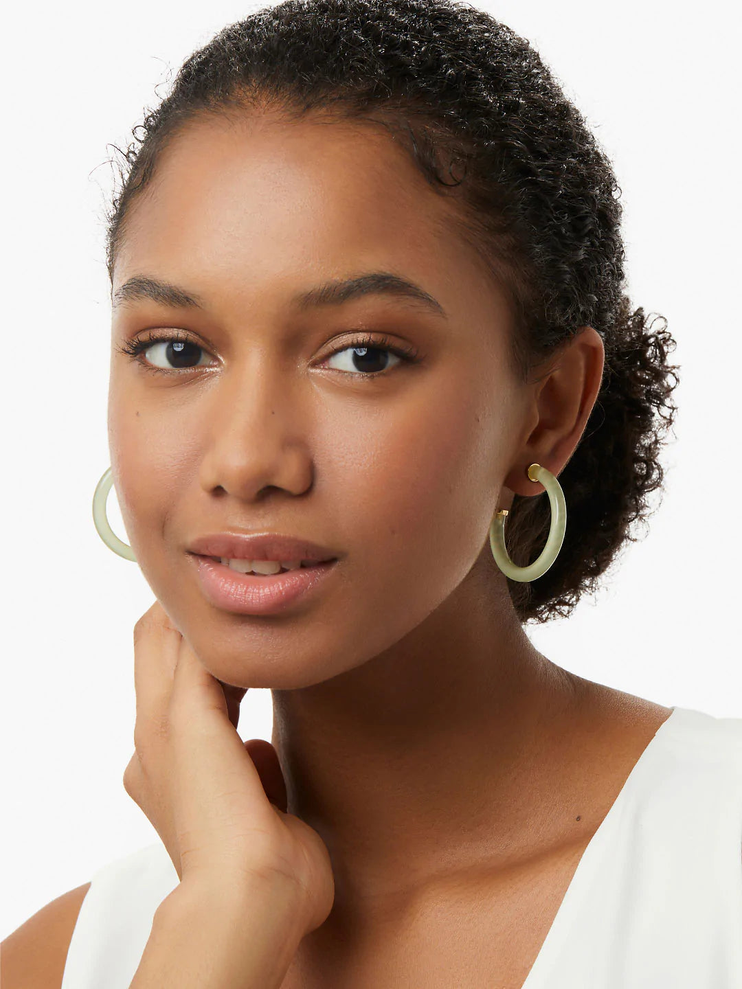 Ana Luisa Jewelry Earring Large Hoops Statement Earrings Aster Light Green Gold