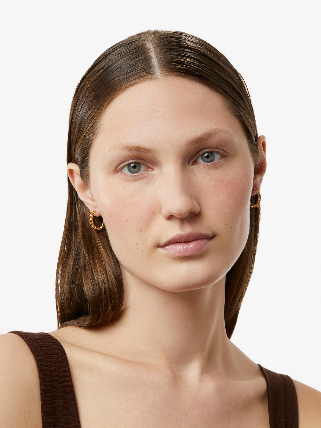 Ana Luisa Jewelry Earring Medium Hoops Chain Hoop Earrings Dara Brass