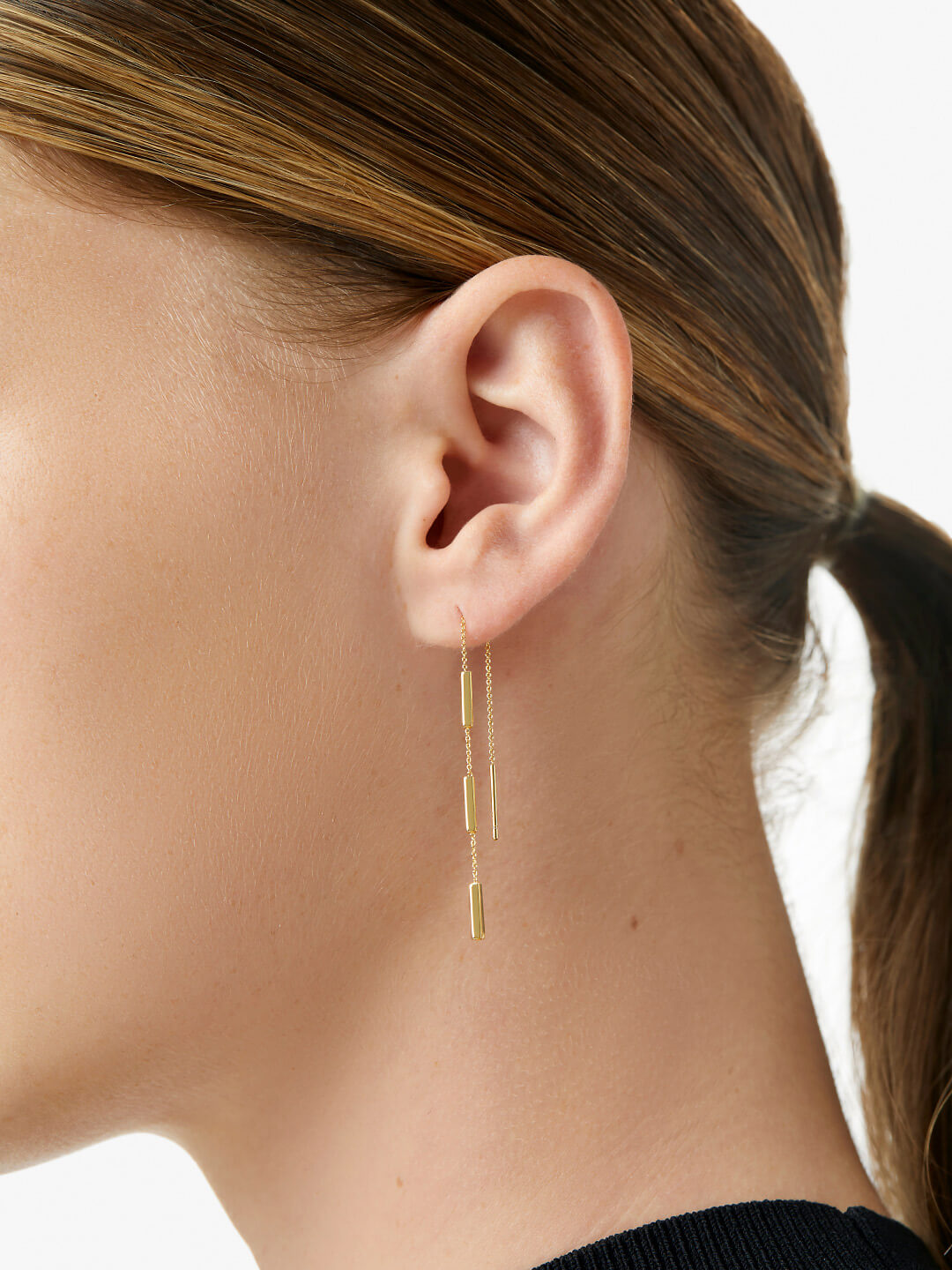 Ana Luisa Jewelry Earrings Drop Gold Threader Earrings Courtney Silver