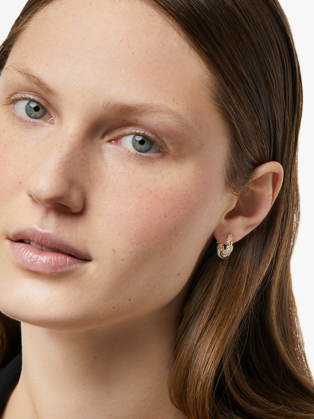 Ana Luisa Jewelry Earrings Small Hoops Twisted Hoop Earrings Paris Small Pave Gold