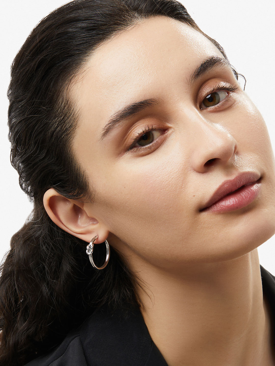 Ana Luisa Jewelry Earrings Medium Hoops Knot Earrings Natasha Silver Rhodium