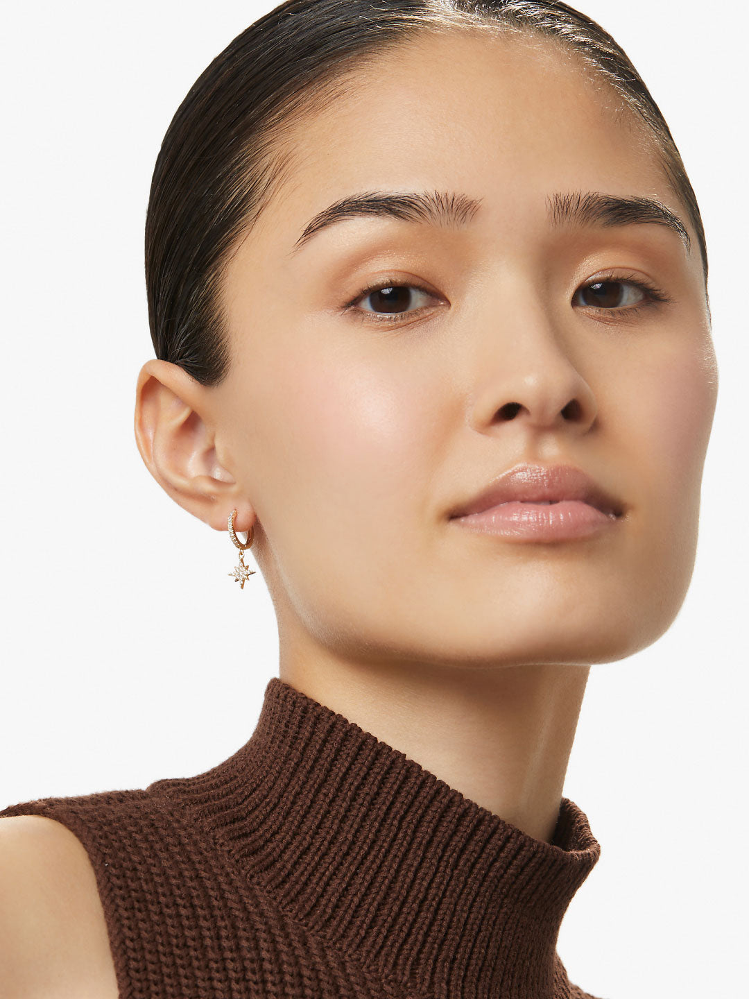 Ana Luisa Jewelry Earrings Huggie Earrings Crescent Moon Huggie Hoops Celeste Gold