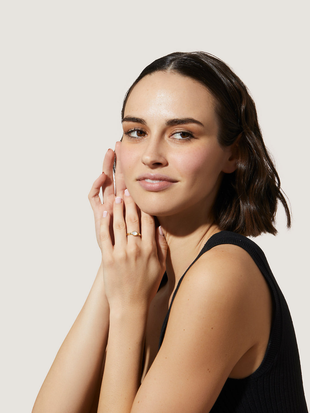 Ana Luisa Jewelry Rings Statement Rings Mother Of Pearl Ring Rae Gold