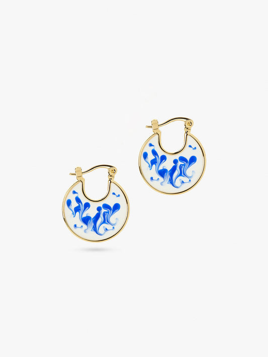 Ana Luisa Earrings Hoop Earrings Enamel Earrings Hana Marble Blue Gold
