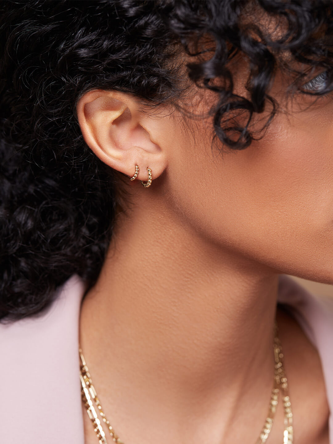 Ana Luisa Earrings Huggie Hoops Beaded Earrings Bex Mini Silver