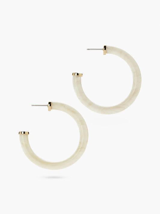 Ana Luisa Jewelry Earring Large Hoops Statement Earrings Aster Off White Gold