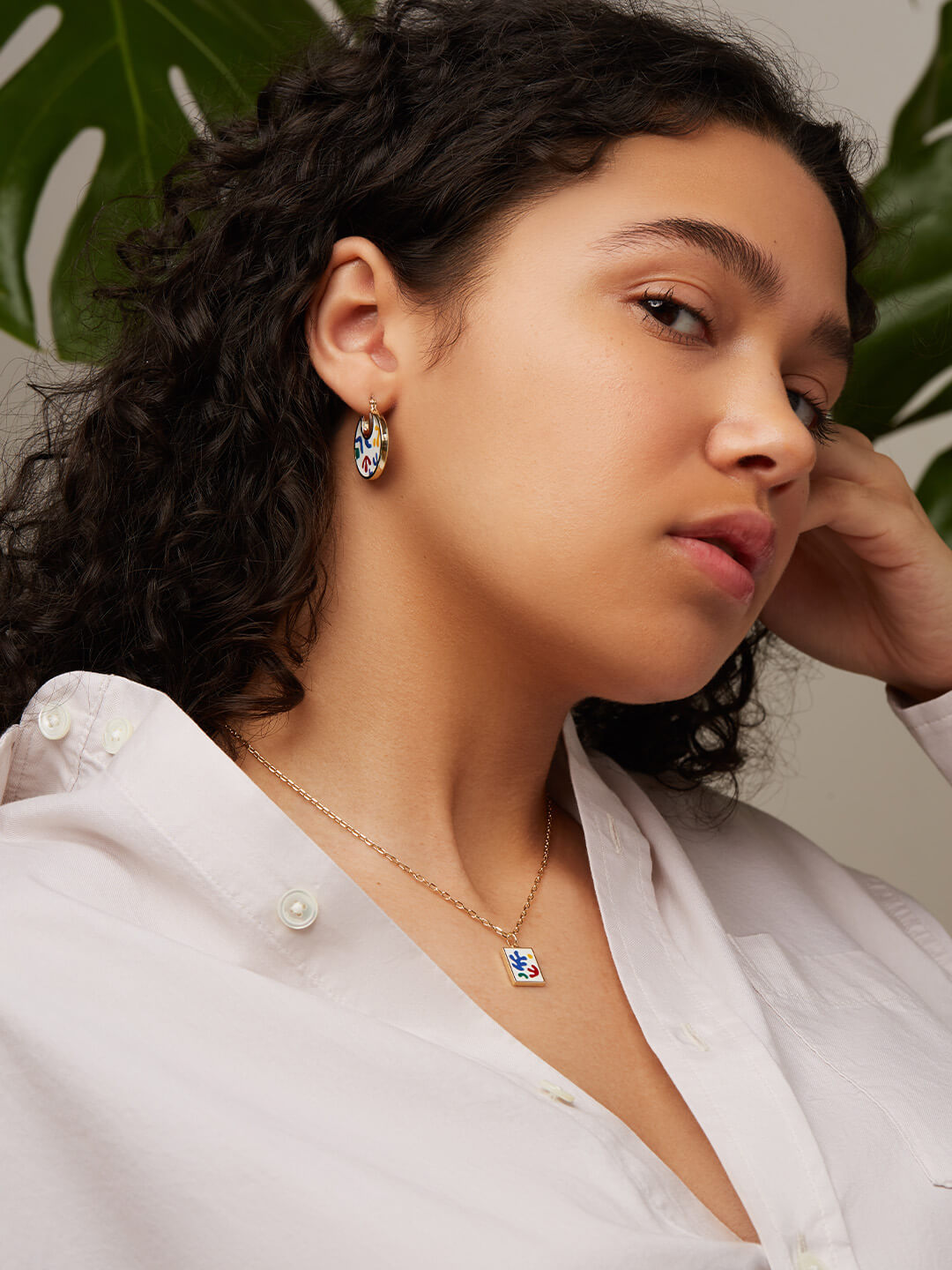 Ana Luisa Jewelry Earrings Enamel Disc Hoops Hana Collage Gold