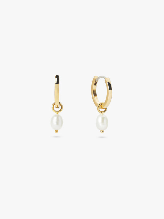 Ana Luisa Jewelry Earrings Hoops Earrings Pearl Huggie Hoops Frida Gold