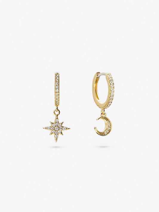Ana Luisa Jewelry Earrings Huggie Earrings Crescent Moon Huggie Hoops Celeste Gold