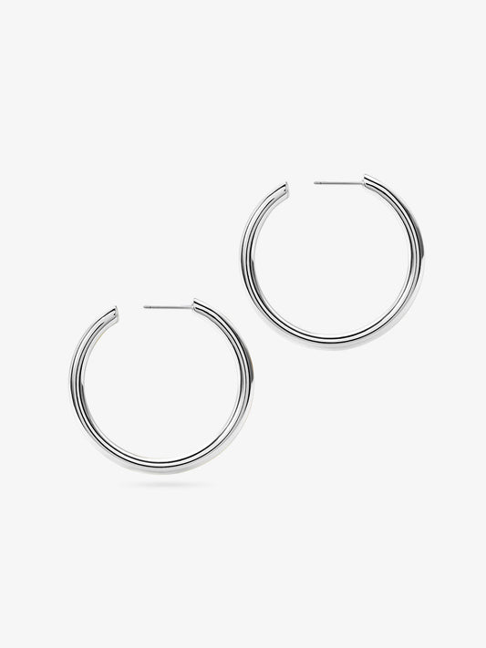 Ana Luisa Jewelry Earrings Large Hoops Silver Hoop Earrings Tia Medium Silver Rhodium