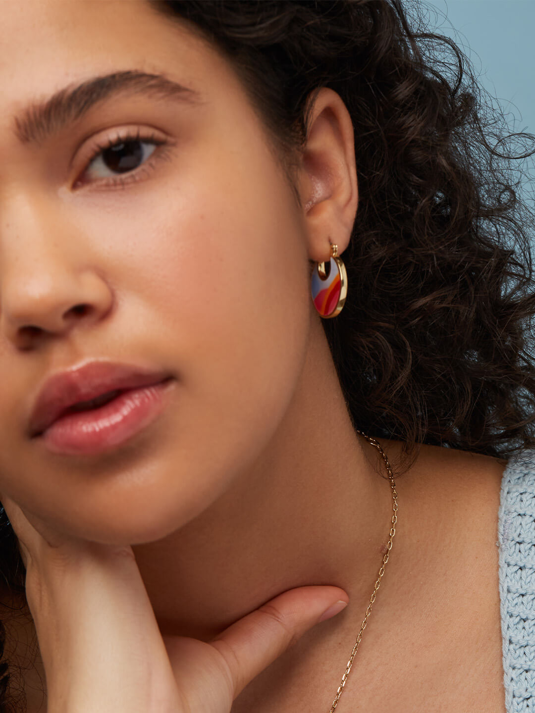 Ana Luisa Jewelry Hoop Earrings Enamel Disc Hoops Hana Sunset Gold