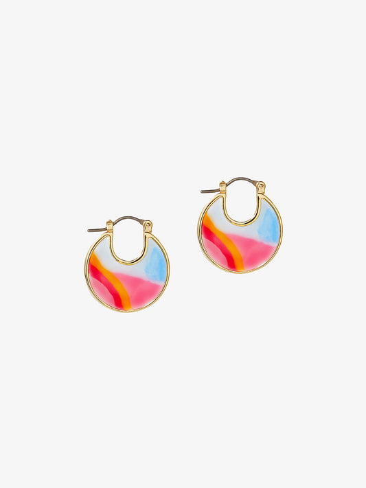 Ana Luisa Jewelry Hoop Earrings Enamel Disc Hoops Hana Sunset Gold