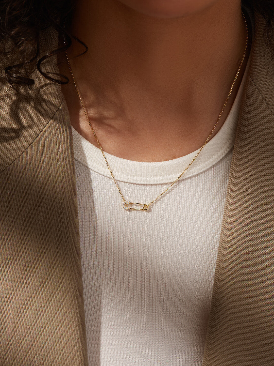 Ana Luisa Jewelry Necklaces Pendant Neckace Pave Safety Pin Necklace Dee Pendant Silver