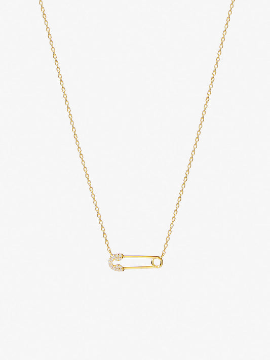 Ana Luisa Jewelry Necklaces Pendant Neckace Pave Safety Pin Necklace Dee Pendant Silver