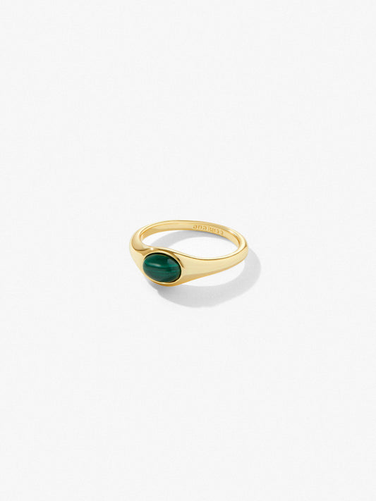 Ana Luisa Jewelry Rings Statement Rings Gold Signet Ring Reese Malachite Gold