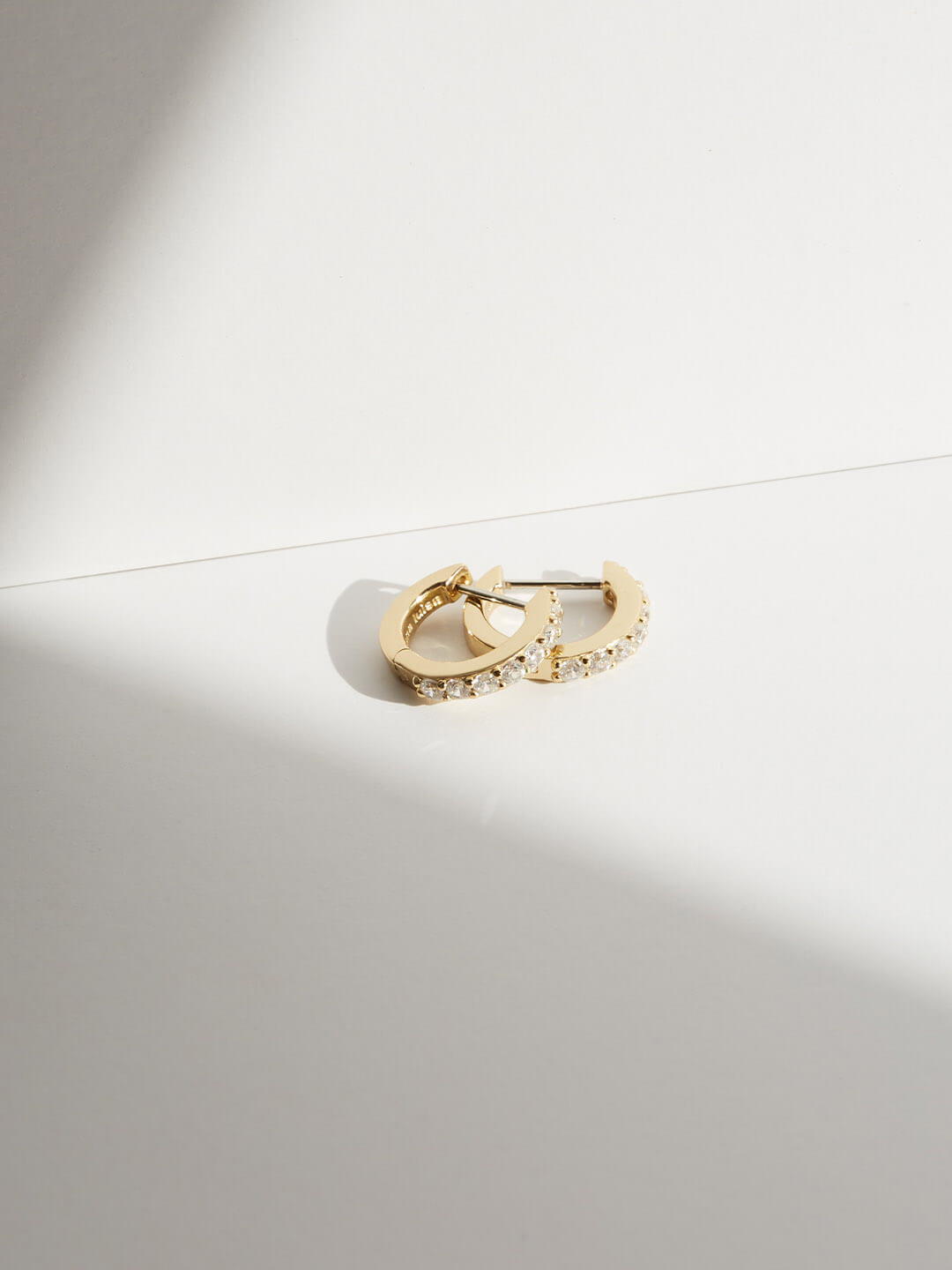 Ana Luisa Earrings Earrings Huggie Earrings Pave Huggie Hoops Suzanne Medium Silver