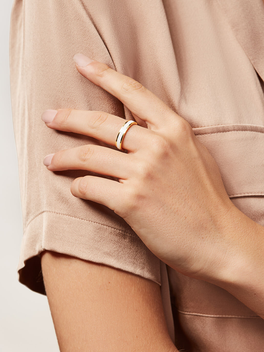 Ana Luisa Rings Stacking Rings Mecca Lacquer Off White Gold
