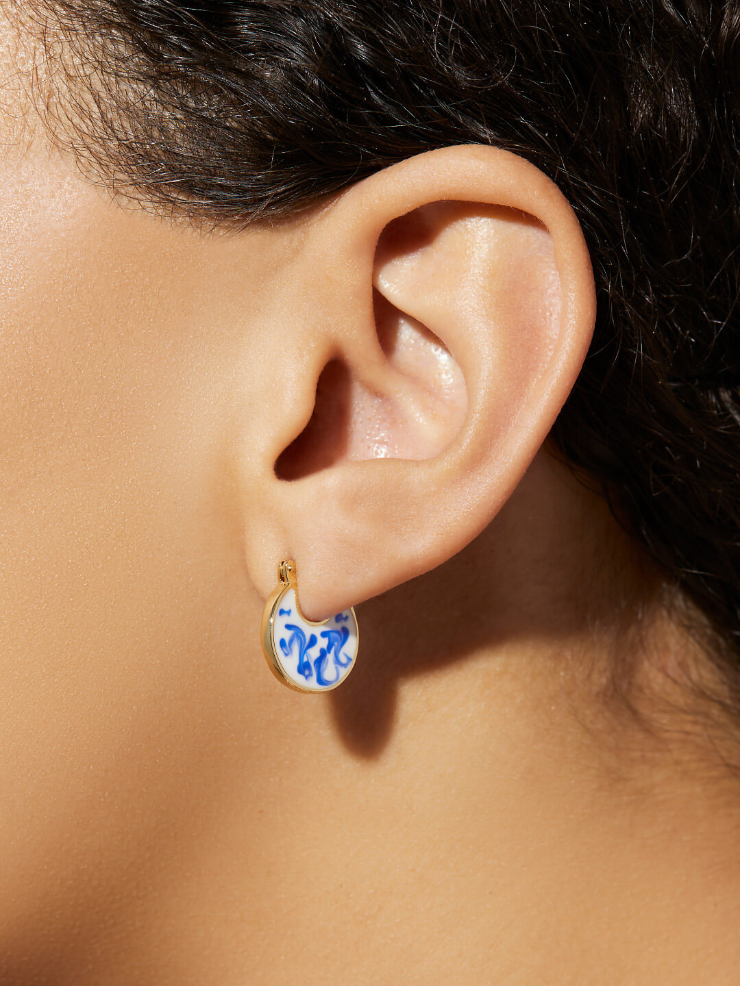 Ana Luisa Jewelry Earrings Statement Enamel Earrings Mini Hana Marble Blue Gold