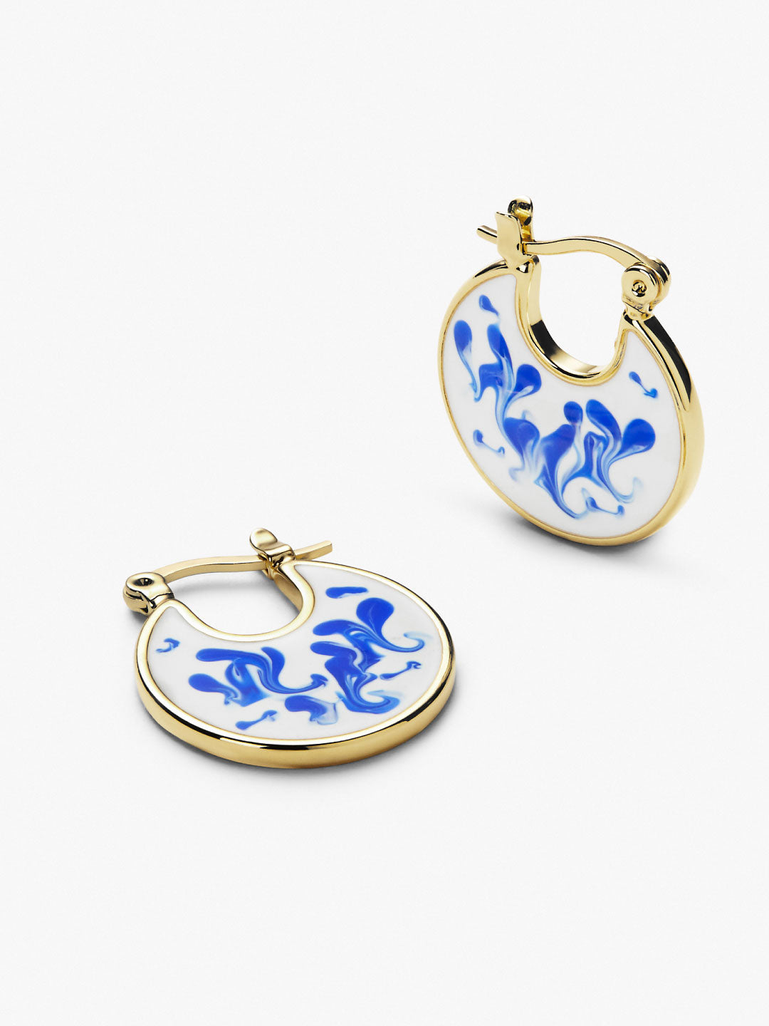 Ana Luisa Earrings Hoop Earrings Enamel Earrings Hana Marble Blue Gold