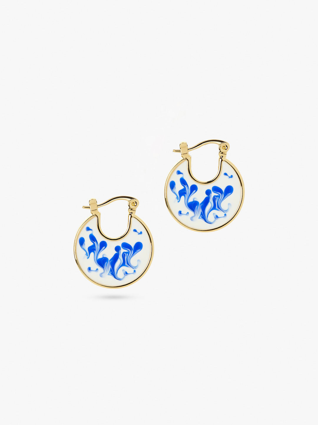 Ana Luisa Earrings Hoop Earrings Enamel Earrings Hana Marble Blue Gold