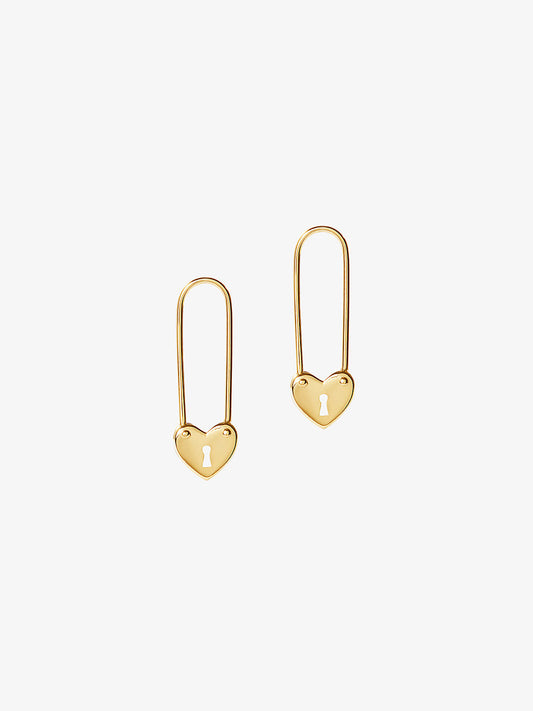 Ana Luisa Jewelry Earrings Drop Earrings Heart Safety Pin Earrings Kora Silver Gold