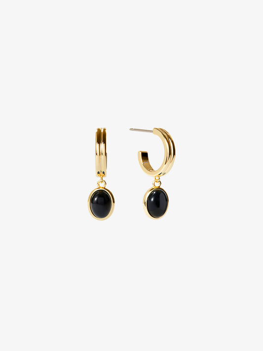 Ana Luisa Jewelry Earrings Drop Gemstone Hoop Earrings Dobby Black Gold