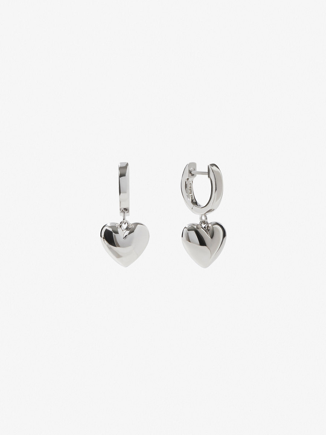 Ana Luisa Jewelry Earrings Drop Puffed Heart Hoops Jessica Silver Rhodium