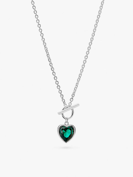 Ana Luisa Jewelry Necklaces Statement Silver Heart Necklace Hana Lee Heart Green Rhodium
